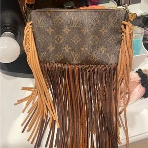 Authentic Louis Vuitton Pouch w/ added fringe from Boho Rococo